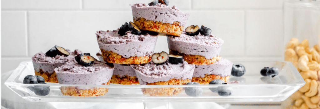 Mini Raw Blueberry Cheesecakes