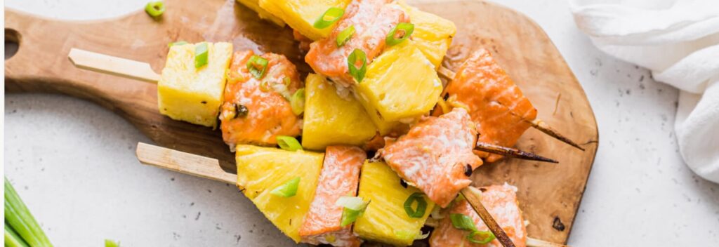 Pineapple and Salmon Skewers