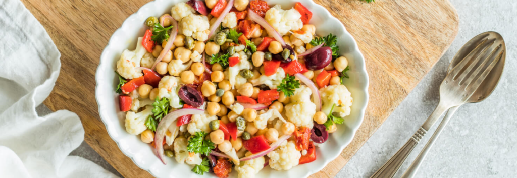 Mediterranean Cauliflower and Chickpea Salad